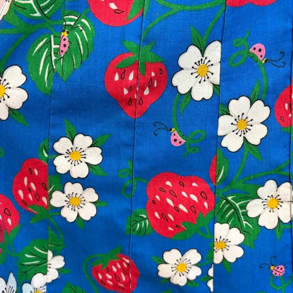 Vintage 60s/70s Strawberry and Ladybug print midi skirt